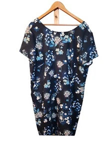 Loft Plus Blumenmuster kurzärmeliges Schaukelkleid Größe 20/22 schwarz mehrfarbig - Bild 1 von 3