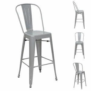 4er-Set Barhocker MCW-A73, Barstuhl mit Lehne, Metall Industriedesign grau - Bild 1 von 7