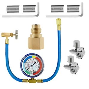Self-Sealing R1234YF Refrigerant Recharge Hose Kit Car AC Charge Hose With Gauge - Picture 1 of 12