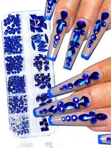 1box Blue Geometric Shaped Nail Art Decoration Nail Art Charms Manicure - Picture 1 of 12