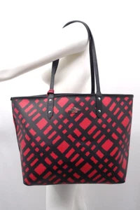Coach F22247 NEUE WENDBARE STADTTASCHE WILD KARIERT MULTI ROT MIT BEUSCHE - Bild 1 von 9