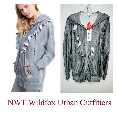 Wildfox NUEVO CON ETIQUETAS Sudadera con Volantes Gran Tamaño Cremallera Completa! Pequeño Foto 1 de 4