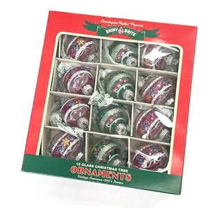Christopher Radko Brillante Brite Rayas Brillante Navidad Adornos Bolas Caja de 12 - Imagen 1 de 10