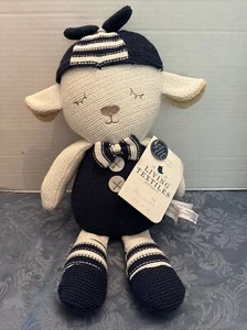 LIVING TEXTILES KNIT BABY BOY GIRL RATTLE BABY LAMB PLUSH DOLL FIGURE LOVEY TOY - Picture 1 of 10