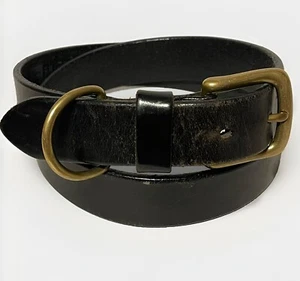 GAP Black Size 34 Genuine Leather Thick Belt Brass Buckle - Picture 1 of 7