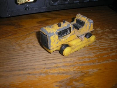 ROUGH Vintage Tootsie Toy 3 3/4" Bull Dozer Yellow Free SHIPPING - Image 1 of 4