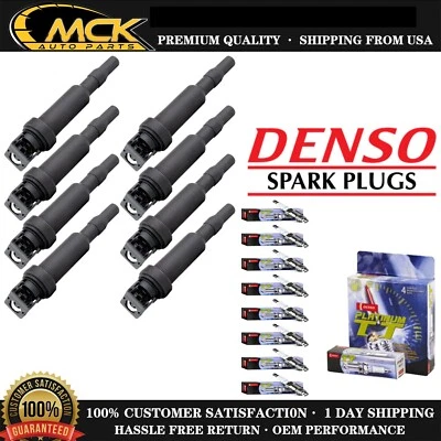 8x Ignition Coil & 8x DENSO Spark Plug For BMW 2004-06 X5 4.4i 545i 4.4L V8 - Image 1 of 4