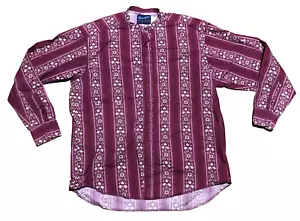 Wrangler X-Long Tails Long Sleeve Button Up Shirt Short Collar Floral Pattern XL - Picture 1 of 6
