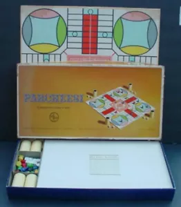 1964 Selchow & Righter Parcheesi Spiel Royal India Gold Seal 100% komplett Holz - Bild 1 von 12