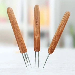 3 Pcs Bamboo Crochet Round Knitting Needle Set Needlesknitting Carbonized - Picture 1 of 12