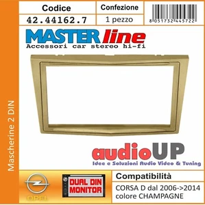 MASCHERINA AUTORADIO 2 DIN OPEL CORSA D DAL 2006 AL 2014 COLORE CHAMPAGNE - Foto 1 di 3
