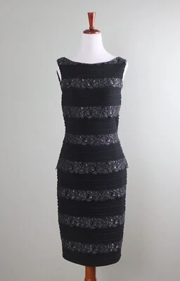 CALVIN KLEIN $129 Stretch Shutter Lace Panel Sleeveless Sheath Dress Size 4 - Image 1 of 4