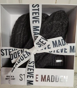 Set berretti e mitten Steven Madden nuovi con etichette neri taglia unica - Foto 1 di 7