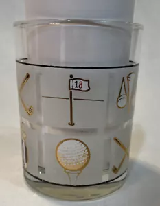 Culver USA Fairway 22k Gold Golf Accents Double Old Fashioned Cocktail Glasses - Picture 1 of 9