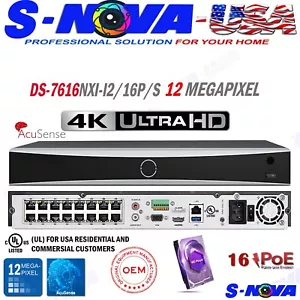 HIKVISION OEM 16CH 16POE 4K 12MP AcuSense Recorder NVR OEM DS-7616NXI-I2/16P/S - Picture 1 of 5