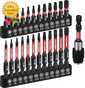 Juego de brocas Torx de 25 piezas destornillador de impacto Torx de seguridad a prueba de manipulaciones de 1"" y 2,5"" Bi - Imagen 1 de 6