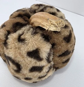 Neu Kürbis Kunstfell Leopardenmuster Handarbeit Herbst Bauernhaus echter Kürbisstiel  - Bild 1 von 8