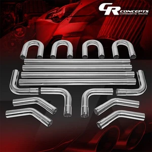 16X 2.25"OD PIPING STINLESS STEEL DIY CUSTOM EXHAUST U-BENDS STRAINGHT PIPES KIT - Foto 1 di 6
