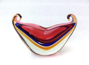 MURANO SOMMERSO ARCHIMEDE SEGUSO ART GLASS SHELL BOWL VASE - Picture 1 of 8