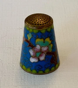 VTG Cloisonné Sewing Thimble Enamel Floral Design - Picture 1 of 5