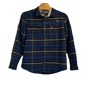 NUOVO Eddie Bauer camicia di flanella pesante M 2XL nero blu a quadri Mountain Ops Shacket - Foto 1 di 6