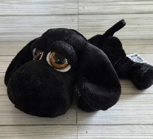 Russ Berrie Plüsch Welpe Hund Gunther Stofftier liegendes Spielzeug 9 Zoll große braune Augen schwarz - Bild 1 von 11