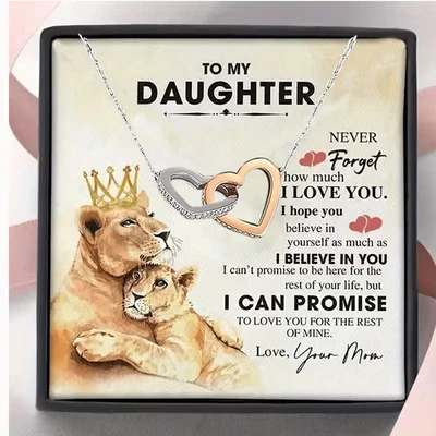 Daughter Gift From Mum Silver Interlink Hearts Necklace Birthday, Graduation - Image 1 of 4