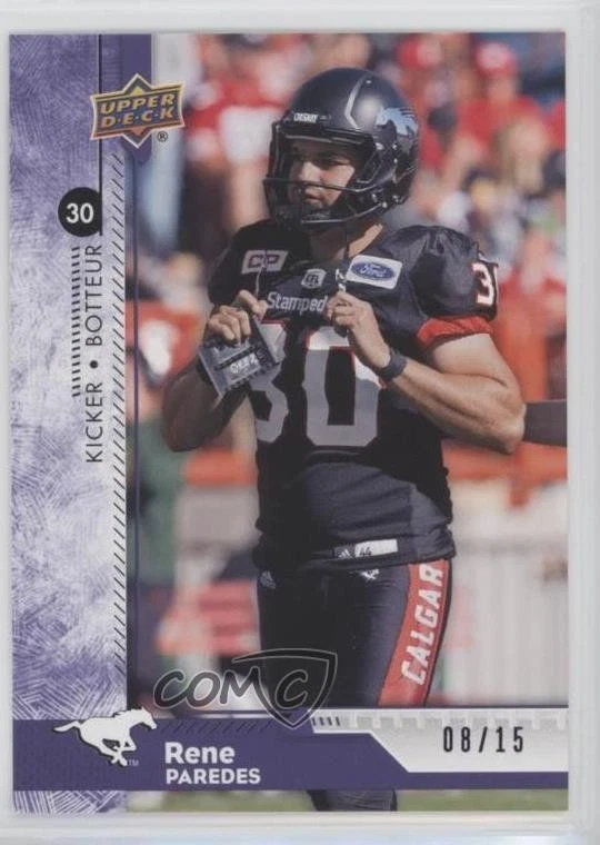 2018 Upper Deck CFL Purple /15 Rene Paredes #67 - Image 1 of 2
