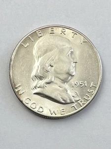 1951-S San Francisco Mint 90% Silver Franklin Half Dollar - Picture 1 of 3