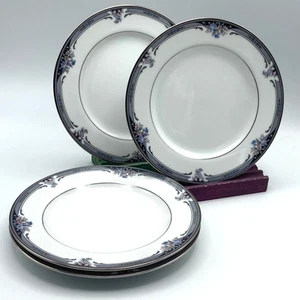 Noritake Squirewood Bread & Butter Plate Set of Four Black Gray Blue Floral 4013 - Picture 1 of 4