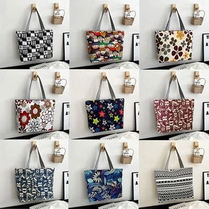 9 Colors Canvas Tote Bag Printed Large Underarm Bag Canvas Shoulder Bag Travel - Picture 1 of 16