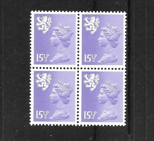 GB SCOTLAND  1982 15½p pale violet  vf MINT never hinged block of 4 - SG S41 - Image 1 of 1