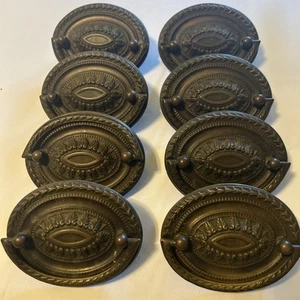Antike Messing Schublade Kommode zieht Griffe 8 Stück Heppleweiß 3,5” x 2,75” oval - Bild 1 von 5
