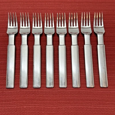 Набор/8 вилок для салата из нержавеющей стали Dansk ARTISAN 1 посуда с широкой ручкой японские винтажные - Изображение 1 из 4