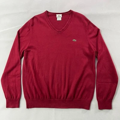 Suéter Lacoste Hombre 6 Rojo Cuello en V Pullover 100% Algodón Clásico Preppy Foto 1 de 4