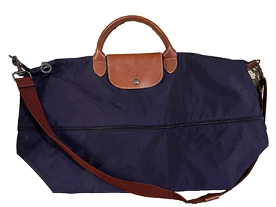 Bolso Longchamp Púrpura Berenjena Le Pliage Bolso de Mano Expandible Lona Nylon Viaje Foto 1 de 4