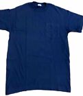 Vintage Pusta kieszeń T-shirt Granatowy Single Stitch lata 80. Medium USA Nowy Stary Towar M