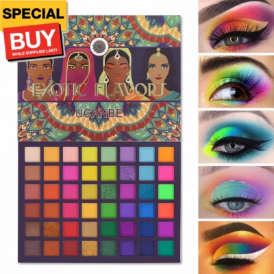 EXOTIC FLAVORS Neon Eyeshadow Makeup Palette - 48 Colorful High Pigmented - Rain - Image 1 of 4