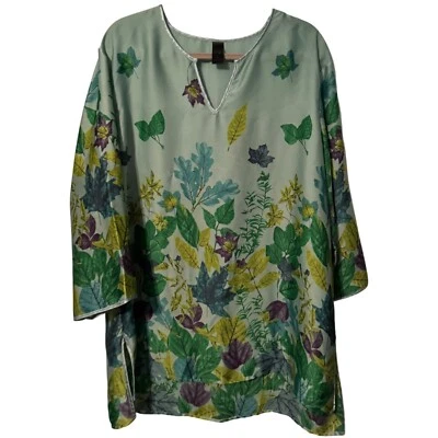Blusa túnica estampado floral de hojas talla XL de Cabernet 100 % poliéster verde Foto 1 de 4
