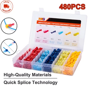 480PCS Quick Splice T-Tap Insulated Crimp Terminals Kit Spade Wire Connectors US - Picture 1 of 8