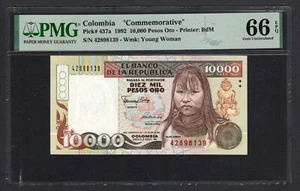 Colombia 10000 Pesos Oro 1992 P437a "Commemorative" Uncirculated Grade 66 - Picture 1 of 2