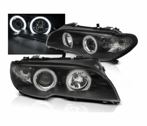 headlights for BMW E46 2003 2004-2006 coupe cabrio angel eyes CCFL black LHD - Picture 1 of 4