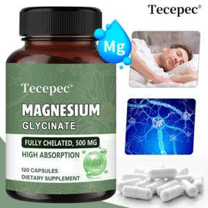 Pure Chelated Magnesium Glycinate 500 mg - 30/60/120 Capsules - Picture 1 of 14