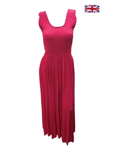 Womens Ladies Handmade Boho Maxi Elasticated Sleeveless Dress Free Size Up To 22 - Picture 1 of 1