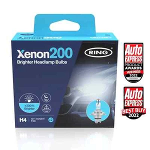 Ring Xenon 200 H4 Head Light High Performance Bulbs +200% Brighter - Pair - Picture 1 of 1
