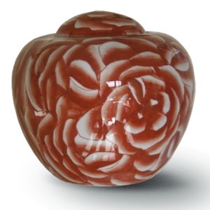 Exclusiva Urna de Cremación de Cerámica para Cenizas Gran Funeral Motivo Pintado Rojo - Imagen 1 de 1
