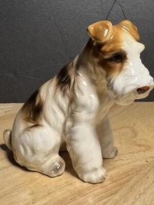 Vintage Porzellan Draht Foxterrier Hund Figur handbemalt süß - Bild 1 von 12