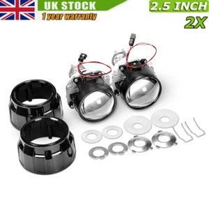 2X RHD 2.5" Bi-Xenon HID Projector Lens Car Headlight w/Shroud Retrofit H4 H7 UK - Picture 1 of 10