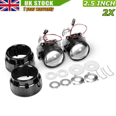 2X RHD 2.5" Bi-Xenon HID Projector Lens Car Headlight w/Shroud Retrofit H4 H7 UK - Image 1 of 4
