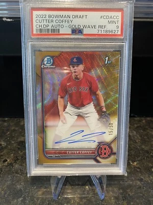 2022 Bowman Draft Chrome Cutter Coffey 1st Bowman Gold Wave Auto 15/50 🔥 PSA 9 - Image 1 of 2